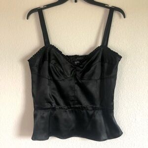 Nicole Miller Slip Top Satin Peplum Black